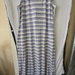 T by Talbots Tie Front Striped Maxi Dress - Blue & White - Size X